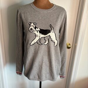 Tommy Hilfiger Gray Dog-Graphic Pet Sweater with Red-White Trim